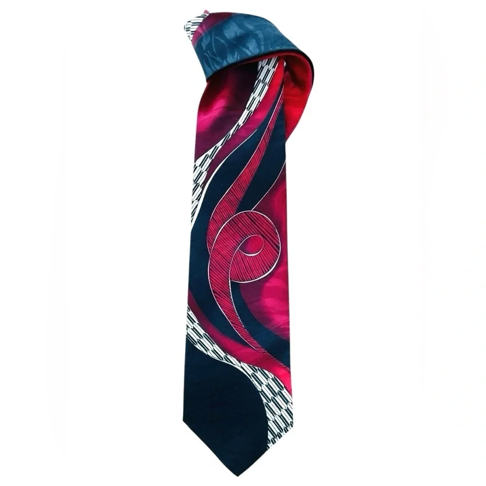 Pierre Balmain Paris Silk Statement Tie NWT Red Navy